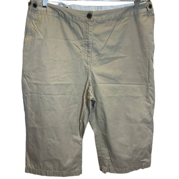 Land's End Casual Cropped Pants Tan Size 18 High Rise - Picture 1 of 4